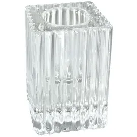 SANDRA RICH Teelichthalter Stripes Square Glas Transparent