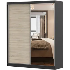 fabryka mebli idźczak Schwebetürenschrank Bella 183 x 218 x 61 cm Schwarz/Sonoma