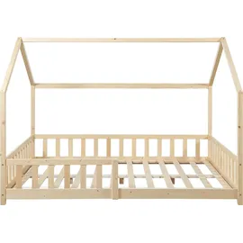 en.casa kids Hausbett Hesel 140 x 200 cm Kiefer natur beige
