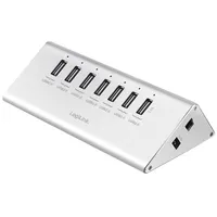 Logilink UA0225 USB 2.0 Hub 7-Port + 1x Schnell-Ladeport mit Smart IC / LED Anzeige / Überspannungsschutz, für Windows & MAC OS