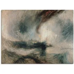 Leinwandbild ARTLAND "Schneesturm über dem Meer. 1842", beige (farbe bild(er): naturfarben), B:120cm H:90cm T:1,8cm, Canvas, Leinwand, Bilder, auf Keilrahmen gespannt