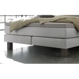 Hasena Boxspringbett Memphis, im Vintagelook, Massivholz-Umrandung, Tonnentaschen-Federkernmatratze grau