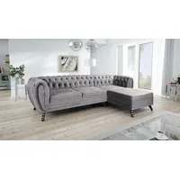 Küchen-Preisbombe Edles Ecksofa Velours grau Couch Polstersofa Wohnlandschaft, Sofa