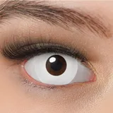 charmiga Kontaktlinsen farbig ohne Stärke weiß | farbige crazy Jahreslinsen Zombie | Anime | weiche Linsen | 2 Stück Farblinsen + Linsenbehälter | Vampir | Fasching | Halloween | Charmiga Devil Pure White