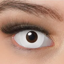 charmiga Kontaktlinsen farbig ohne Stärke weiß | farbige crazy Jahreslinsen Zombie | Anime | weiche Linsen | 2 Stück Farblinsen + Linsenbehälter | Vampir | Fasching | Halloween | Charmiga Devil Pure White