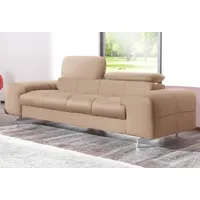 2-Sitzer COTTA "Chef", braun (cappuccino), B:196cm H:72cm T:105cm, Softlux-Kunstleder;NaturLeder (echtes Rindsleder);Luxus-Microfaser (100% Polyester), Sofas, Big-Sofa mit Kopfteilverstellung, edle Metallkufen