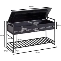 Wohnling Sitzbank WL6.587 90 x 52 x 38 cm schwarz / schwarz