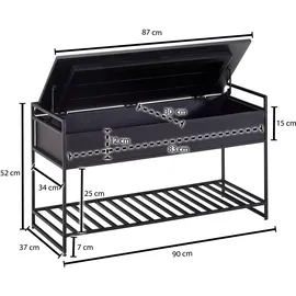 Wohnling Sitzbank WL6.587 90 x 52 x 38 cm schwarz / schwarz