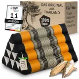 livasia Keilkissen Dreieckskissen (Classic) - 30x50x30cm, Kapok, vegan, handgefertigt orange|schwarz