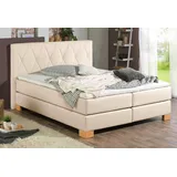 Home Affaire Boxspringbett HOME AFFAIRE "Merino", beige, B:188cm L:211cm, Struktur fein (100% Polyester), Komplettbetten, Boxspringbett, incl. Kaltschaumtopper, 5, Breiten, 2 Härtegrade, 3 Ausführungen