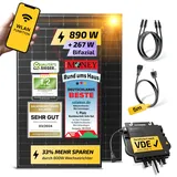 Solakon® 890W Balkonkraftwerk - Balkonkraftwerk 800W komplett Steckdose - neuester 800 Watt Wechselrichter - Solaranlage Komplettset - 445W bifaziale Solarmodule inkl. Zubehör - 5m Kabel