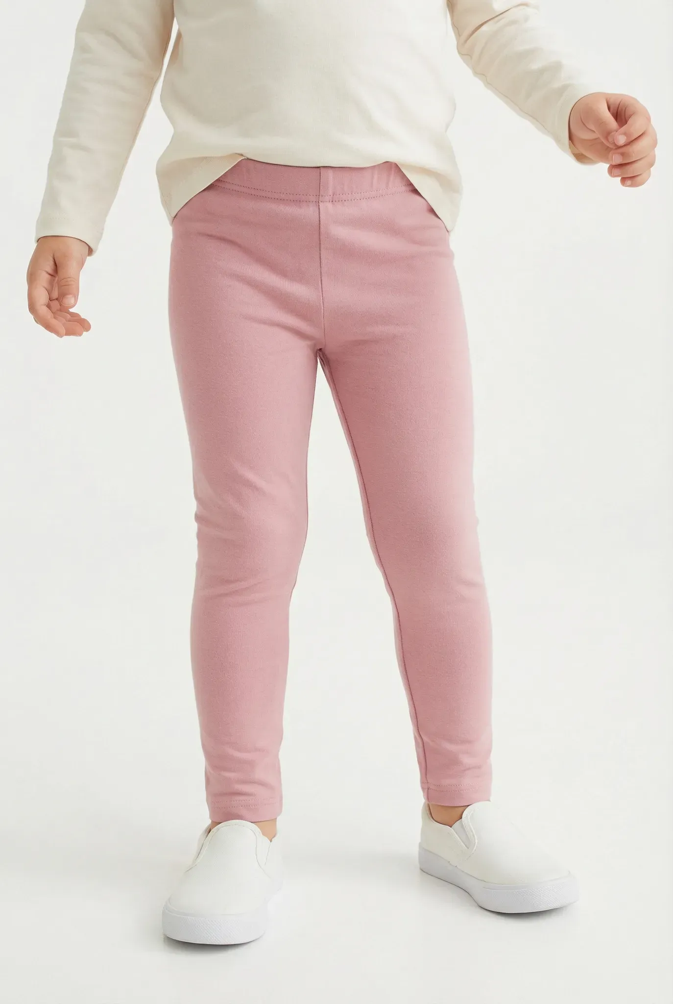 Leggings HAPPY GIRLS, Mädchen, Gr. 110, N-Gr, rosa (dusty rose), Strick, Obermaterial: 60% Polyester, 35% Baumwolle, 5% Elasthan, unifarben, eng knöchellang, Hosen Leggings, wärmend und elastisch