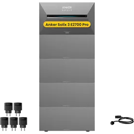 Anker SOLIX Solarbank 3 E2700 Pro 16 kWh inkl. 5x BP2700 Erweiterungsakku + 5x Smart Plug