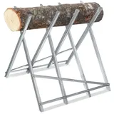 FIVMEN Sägebock Metall Holzsägebock Sägehilfe Brennholz Sägegestell Kettensägebock, Für Kettensäge, Stahl-Holzständer Wetterfest 150kg Belastbarkeit silberfarben
