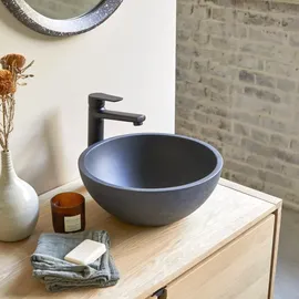 Tikamoon Rundes Waschbecken Micha aus Terrazzo Black