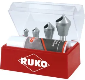 RUKO Kegel- und Entgratsenker-Satz mit Querloch 90° HSS Co 5 5-teiliger Kegel- und Entgratsenker-Satz