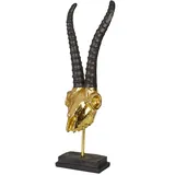 Hansmeier® Deko Skulptur Steinbock | Gold | Für Außen und Innen | 47 x 15 x 15 cm | Deko Statue Geweih