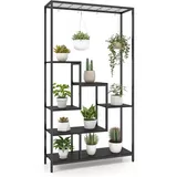 Costway Pflanzenständer 6 Etagen 180 x 60 cm Rustikales Braun/Schwarz