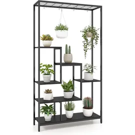 Costway Pflanzenständer 6 Etagen 180 x 60 cm Rustikales Braun/Schwarz