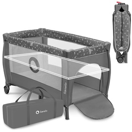 lionelo Stefi Plus 2-in-1 Reisebett und Laufstall bis 15 kg Babybett Kinderreisebett mit Matratze Seitlicher Eingang mit Reißverschluss Hochwertige Schaumstoffmatratze Schnelles Zusammenklappen