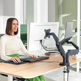 Leitz Ergo Platzsparender Dual Monitorarm mit Laptophalterung Grau