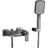 WRJAHCG Thermostat Badewannenarmatur Mit Handbrause,Badewannenarmatur Wasserfall,Duscharmatur Mit Thermostat,Led Temperaturanzeige,Handbrause Mit 3 Duschmodi,Duschset Mit Armatur,A Gun Gray