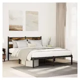 vidaXL Metallbett ohne Matratze Räuchereiche 140x190 cm