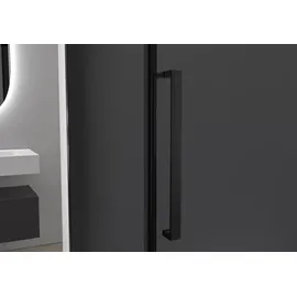 nextrend - gmbh Nischendusche mit Schiebetür DX906 FLEX - Soft-Close - 8 mm - Nano graues Glas - Profile - Schwarz matt - Breite wählbar, Breite:1100 mm - Schwarz/Grau