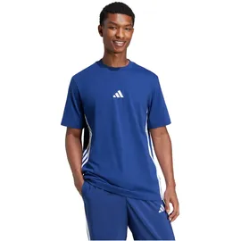adidas Essentials 3-Streifen Single Jersey Kurzarm-T-Shirt Dark Blue / White 2XL