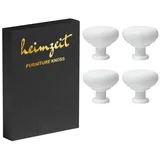 heimzeit Möbelgriff heimzeit Möbelknöpfe Rund gewölbt (Set, 4-St), für Schubladen, Türen und Kommoden, inkl. Schraube weiß