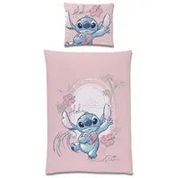 Familando Lilo und Stitch Schriftzug Rosa 135 x 200 cm + 80 x 80 cm