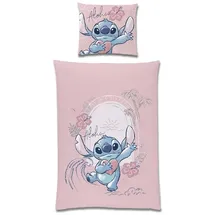 Familando Lilo und Stitch Schriftzug Rosa 135 x 200 cm + 80 x 80 cm
