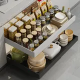 WQU Ausziehbarer Schrank Organizer mit Teleskopschublade, Schrankauszug zum Kleben, Schublade für Küche, Bad & mehr, Küchenschrankordnungssysteme, Schrank Schublade ausziehbar, Organizer Küchenschrank