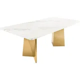 riess-ambiente Design Esstisch EXTRAVAGANCIA 200cm weiß Marmor Metall brushed champagner gold - Weiß