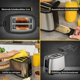 First Austria 2-Scheiben Toaster Schwarz/Edelstahl