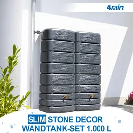 4rain Slim Stone Decor Wandtank Set 2 x 500 l inkl. Verbinder graphitgrau