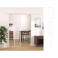 vidaXL Zimmertür Schiebetür ESG-Glas und Aluminium 76x205 cm Schwarz Raum Zimmer Tür weiß