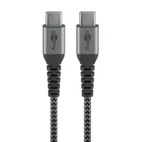 Wentronic Goobay USB-C auf USB-C Textilkabel mit Metallsteckern 0.5m grau/silber (49301)