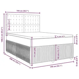 vidaXL Boxspringbett mit Matratze Schwarz 140x200 cm Stoff