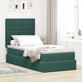 vidaXL Bett mit Stauraum und LED mit LED Dunkelgrün 90 x 200 cm Samt