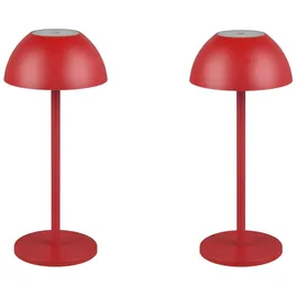 meineWunschleuchte 2er SET Akku Tischlampen Rot ohne Kabel für Innen - Außen, 30cm klein