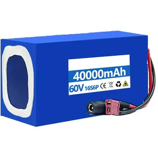 E-Bike Akku 60V, 8AH 10AH 20Ah 30Ah 40Ah Elektrofahrra Lithium Batterie 60V Wasserdichter PVC-Akku Eingebauter BMS Mit Ladegerät Für 1000W 750W 500W 250W Motoren 60V 40AH,T