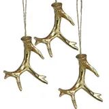 Weihnachtsanhänger Deko Geweih Gold 7,5cm Baumschmuck Adventsdeko 6 Stück