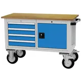 Bedrunka+Hirth Mobile Werkbank 1200x540x820 mm, mit 1 Flügeltür und 4 Schubladen