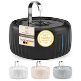 PrettyPaw Katzenbrunnen - Super leiser, BPA-freier 3L Trinkbrunnen für Katze mit LED und Aktivkohlefilter - Leicht zu reinigender Katzen Trinkbrunnen - Aqua Flow (Schwarz)