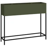 vidaXL Erhöhter Gartenpflanzer 100x26x82 cm Olivgrün Stahl