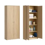 home collective Mehrzweckschrank sonoma Eiche, Holzwerkstoff, 5 Fächer, 74x180x35 cm, Waschküche, Mehrzweckschränke