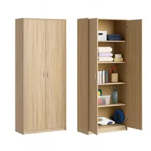 home collective Mehrzweckschrank sonoma Eiche, Holzwerkstoff, 5 Fächer, 74x180x35 cm, Waschküche, Mehrzweckschränke