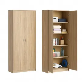 home collective Mehrzweckschrank sonoma Eiche, Holzwerkstoff, 5 Fächer, 74x180x35 cm, Waschküche, Mehrzweckschränke