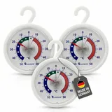 Lantelme Kühlschrankthermometer 3 Stück Set mit Haken zum aufhängen | Temperatur + - 50°C | auch für Gefrierschrank Gefriertruhe Kühltheke Weinschrank | Analog Kühlschrank Thermometer